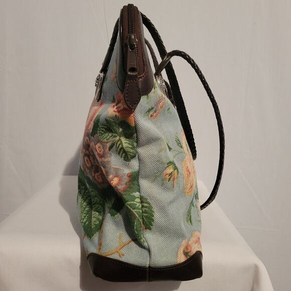 Brighton Audrey Tapestry Bag, brown leather trim multicolor floral shoulder bag - Picture 6 of 16
